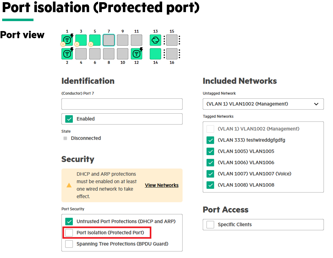 Port Isolation